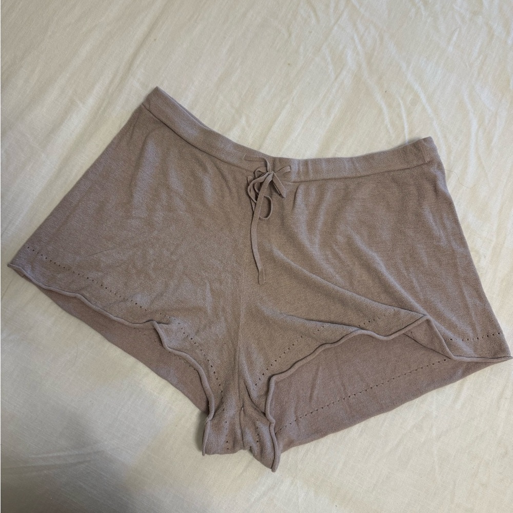 Barefoot Dreams Knit Lounge Shorts in Taupe Brown